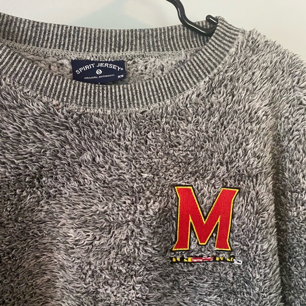 University of Maryland grey fluffy sweatshirt